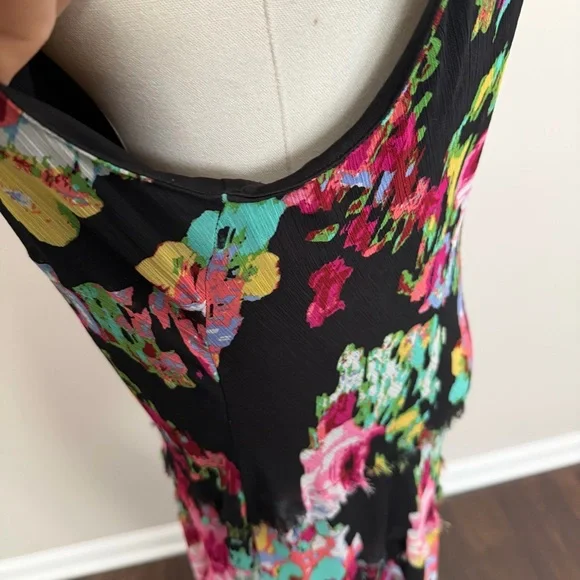 Vintage Jones Studio Dress Abstract Floral Tiered Drop Waist Art To Wear Black - Picture 3 of 10